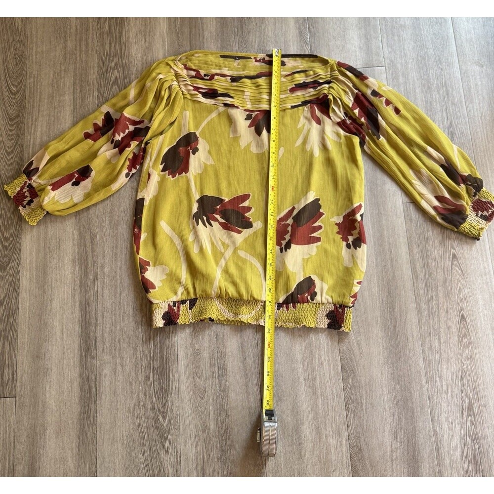 VERTIGO Paris Floral Blouse Sz XS Women's Boho Chic Green Brown Nude - Picture 12 of 12
